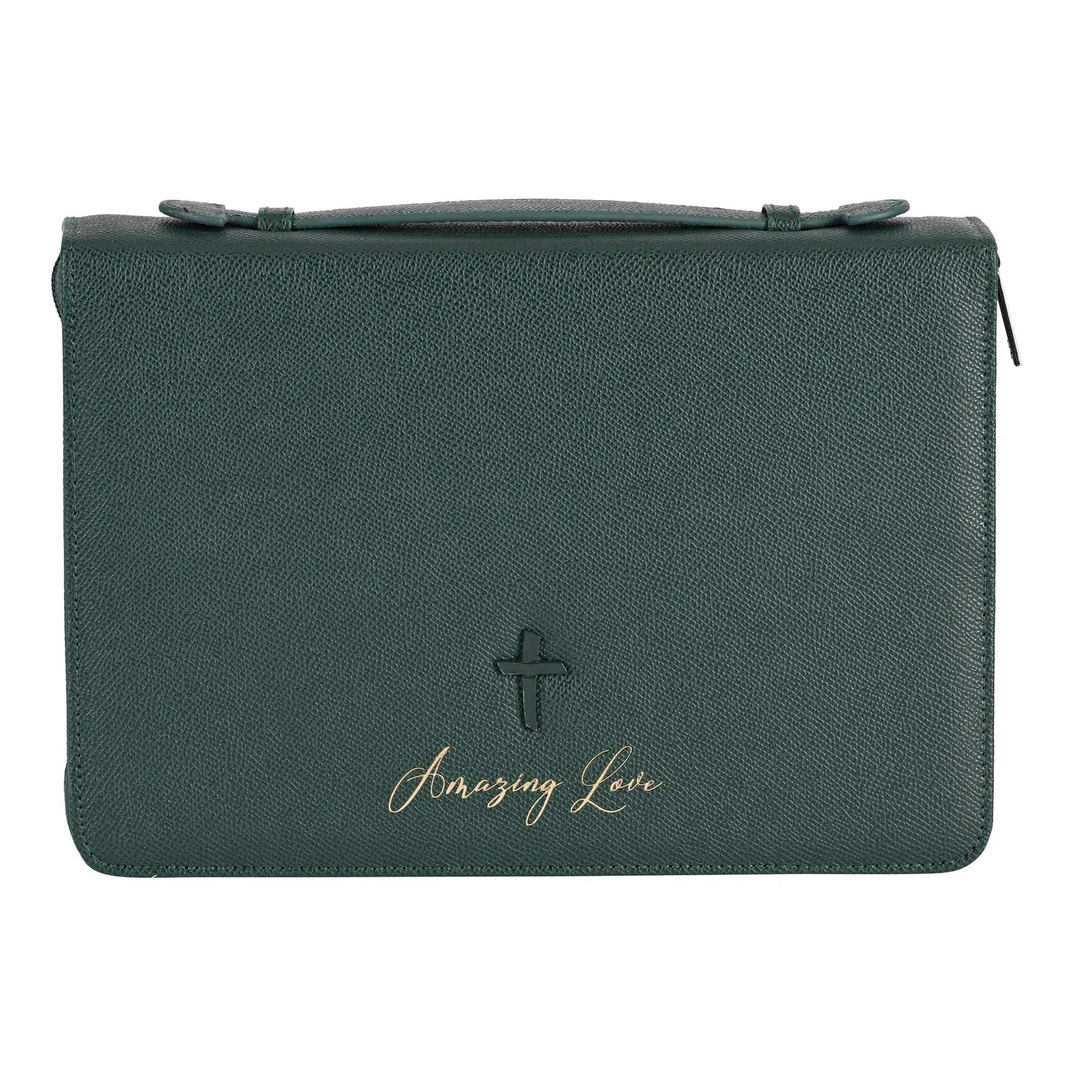 Photo 1 of White Dove Designs Bible Cover-Amazing Love-Cross-Green-XLG