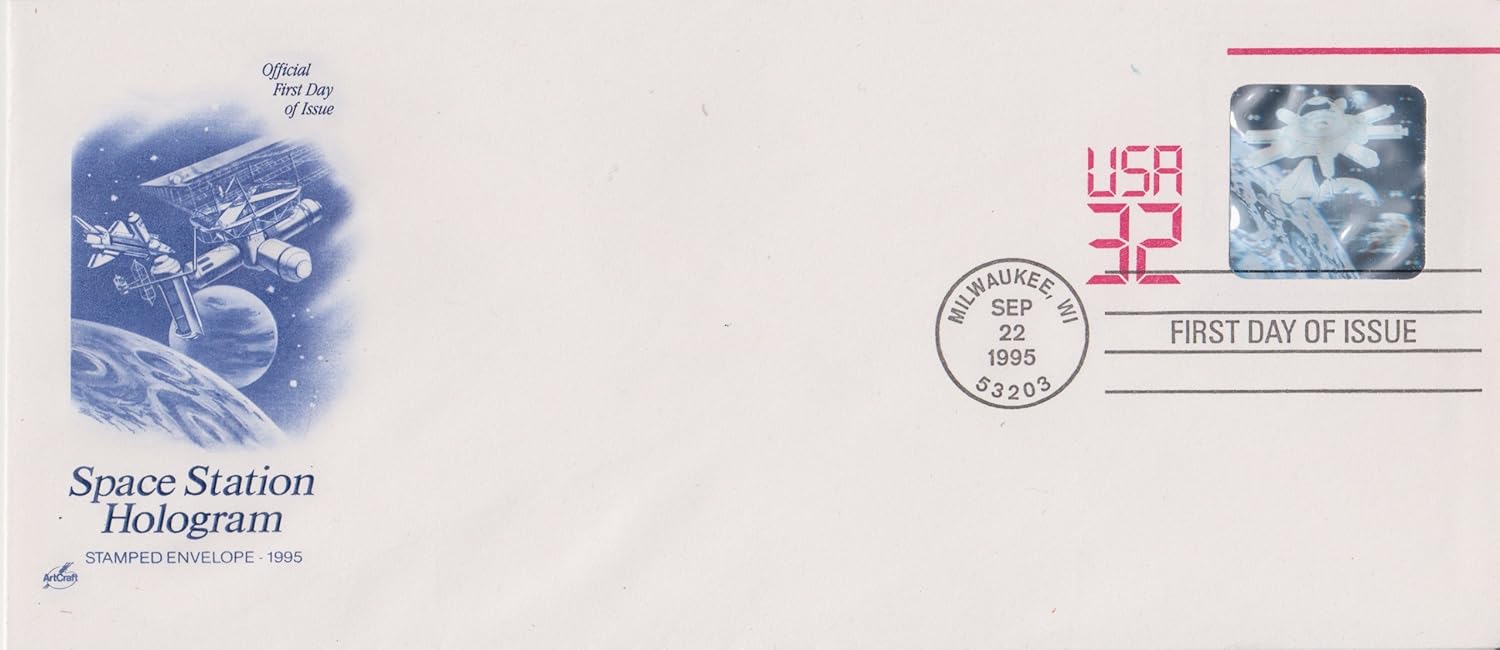 First Day Of Issue USA Space Station Hologram Stamp Envelope 32 Sep 22, 1995 Toys