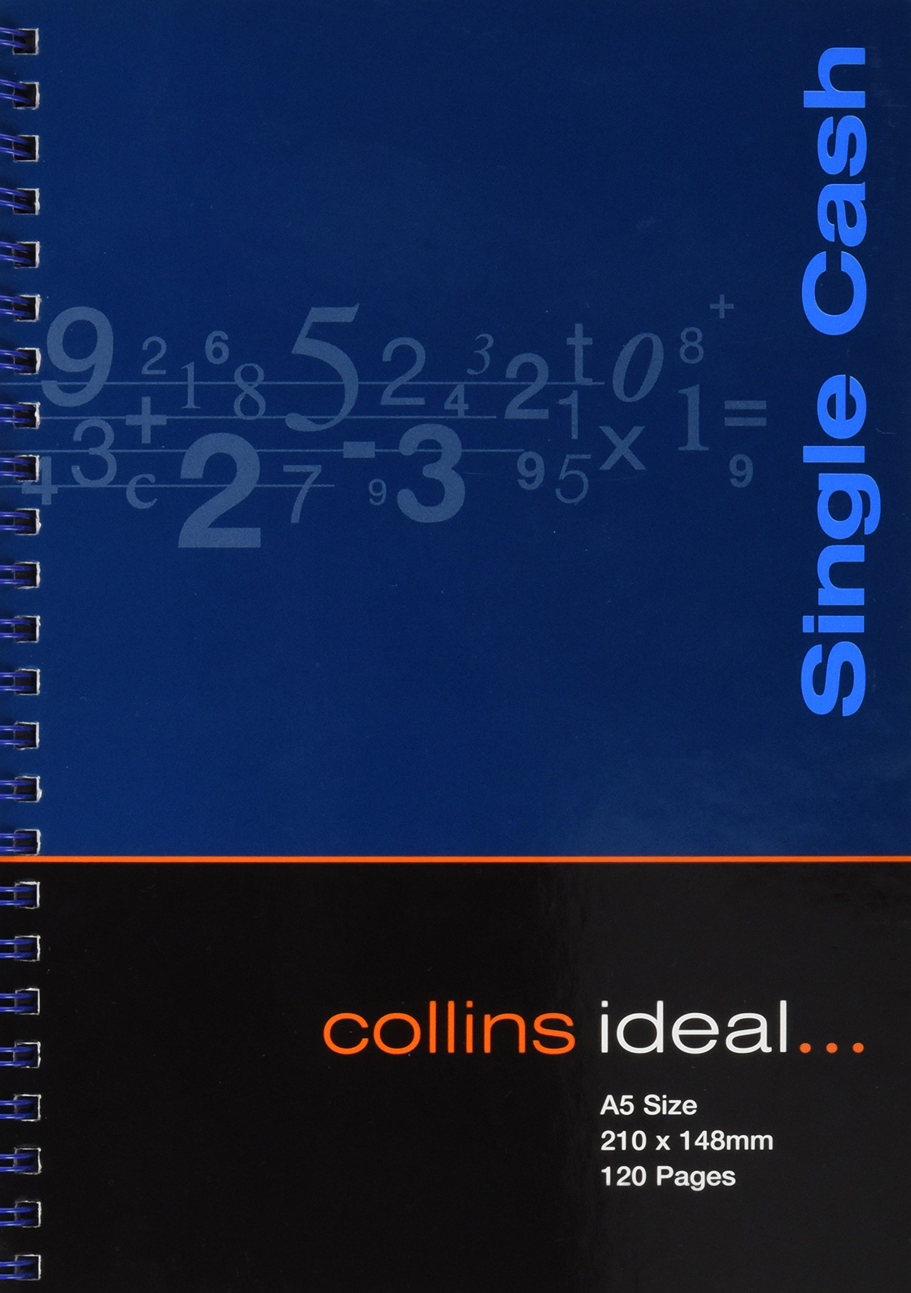 Collins Ideal - A5 Cashbook Wiro Single Cash - 120 Pgs - Blue - 761