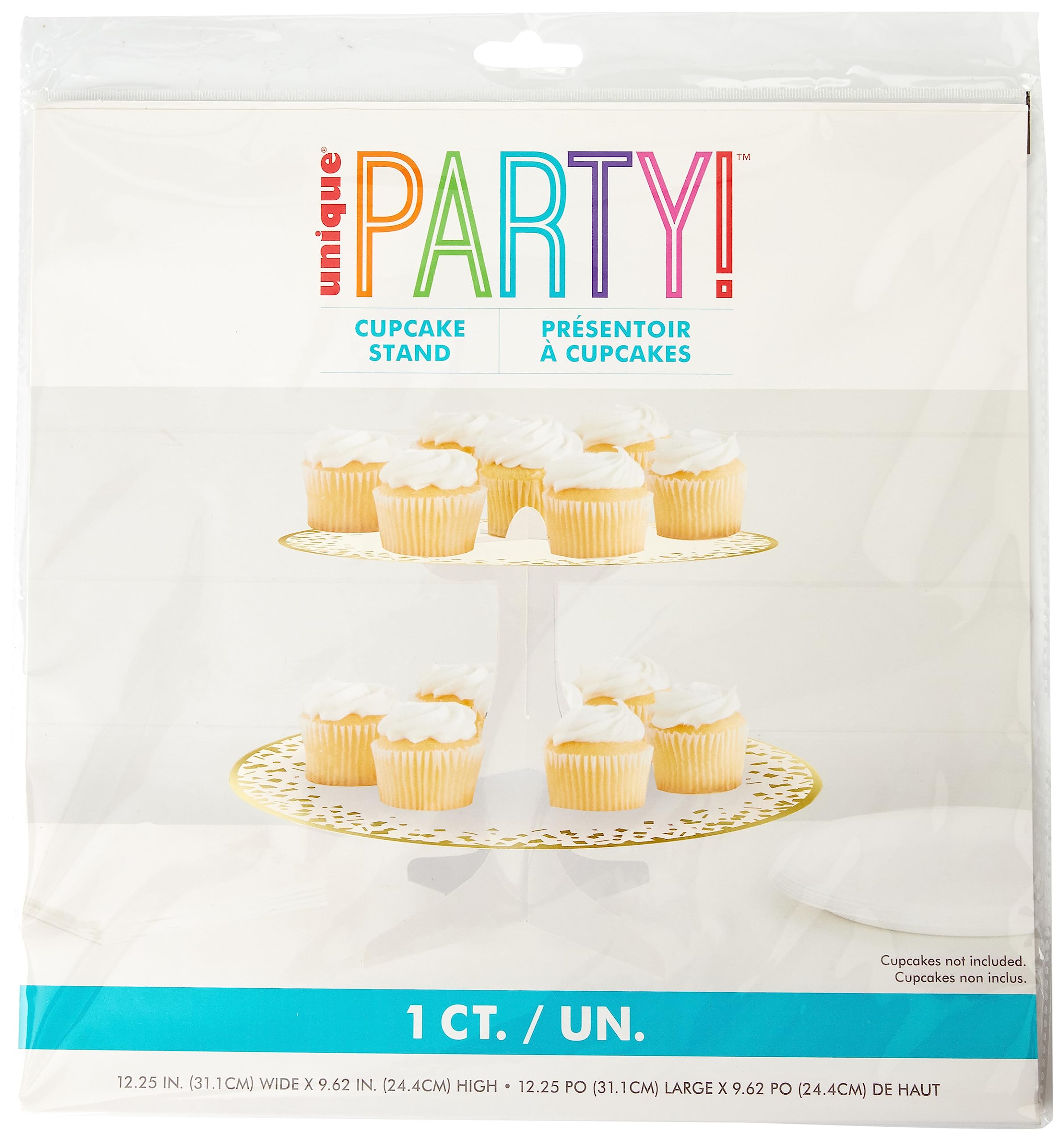 Elegant Gold Foil Cardboard Cupcake Stand (33cm x 35cm) - Dazzling Cardboard Display Tower - Perfect for Parties & Celebrations - 1 Pc