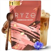 RYZE Organic Mushroom Chicory, Decaf Coffee Alternative, 30 Servings | 6 Adaptogenic Mushrooms like Lion's Mane, Turkey Tail &amp; Reishi, Supports Focus &amp; Immunity, Gluten Free, Vegan, Keto Friendly