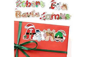 Personalized Christmas Name Stickers Labels for Gift, Custom Xmas Theme Cartoon Tags Stickers for Presents Packages, Holiday 