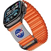 MODERN IDEAS FROM ABROAD Made for Apple Watch Band, NASA Licensed Rugged Nylon Leather Sports Strap With Ocean Loop Design iWatch Ultra 3 2 1 49mm/46mm/45mm/44mm Replacement Band For Series 11/10/SE3