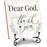 KGHYT Dear God Thank You Christian Decor Gifts for Christians Wooden Plaque Sign Box for Home Bedroom Office Table Shelf 5.1x5.1 Inches.(001)