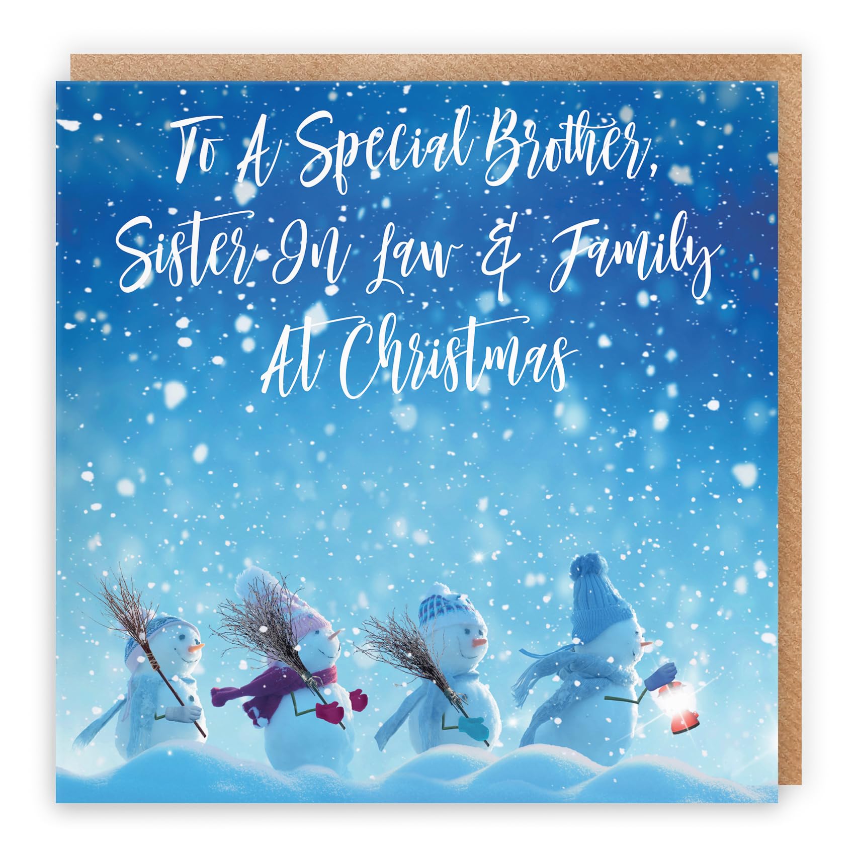 Hunts England - Brother, Sister In Law And Family Christmas Card - To A Special Brother, Sister In Law & Family At Christmas - Snow People Collection - Fun Card