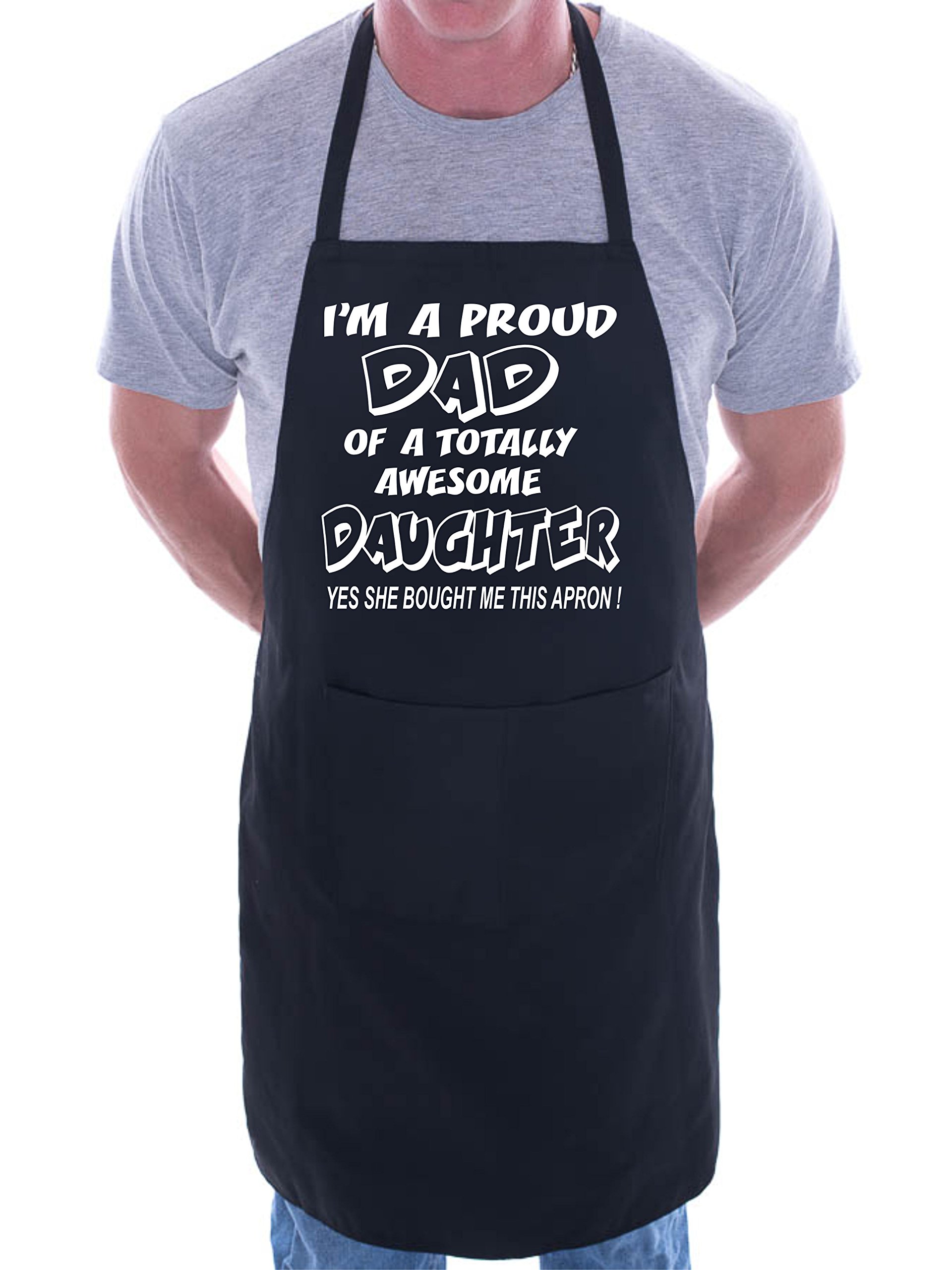 Print4U Proud Dad Of Awesome Daughter BBQ Cooking Funny Novelty Apron Black