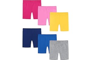 Poroka 6 Pack Baby and Toddler Girls Bike Shorts Soft Girls Summer Dancewear Shorts Solid Tumbling Safety Short for Kids