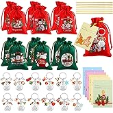 Huquary 36 Pcs Thank You Gifts Nurse Inspirational Gift Appreciation Gifts for Employee Coworkers Appreciation Keychain with Flannel Drawstring Christmas Gift Bags Christmas Greeting Card for Nurse