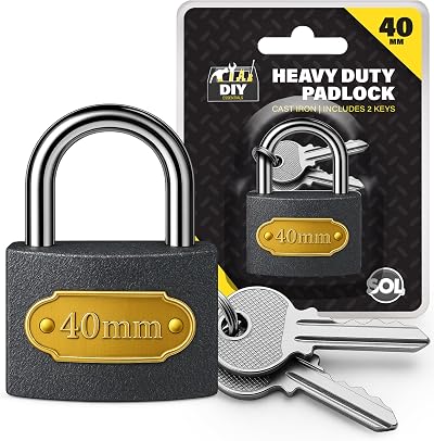 SOL 2 Pack 40mm Padlocks with Keys Outdoor Weatherproof Hardened Shackle