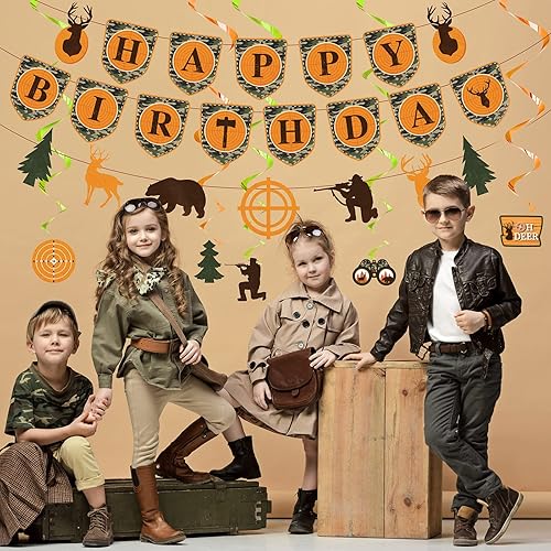 62 Pcs Hunting Theme Party Decorations Hunting Birthday Banner