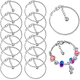 Junkin 12 Pcs Snake Chain Charm Bracelet with Heart Lobster Clasp Extender Adjustable Christmas DIY Metal Bracelet Chain for Women Jewelry Making Gifts Supplies 7.87 Inches