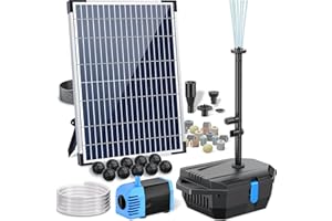 POPOSOAP Pond Filter with 12W Solar Fountain Pump, Solar Pond Filter with 160GPH Pump & Fountain Kit, Outdoor Filter Box with
