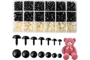MAOQIAN 960PCS Safety Eyes for Amigurumi, 5-14mm, 7 Sizes Safety Eyes with Washers for Crocheting, DIY Crafts, Stuffed Animals