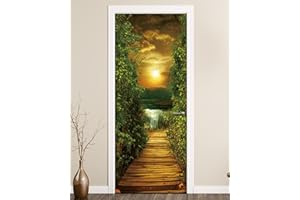 FLFK 3D Door Mural - Door Sticker Peel and Stick, Removable Self-Adhesive Scenic Door Wallpaper for Home Decor, 36"W x 80"L, 