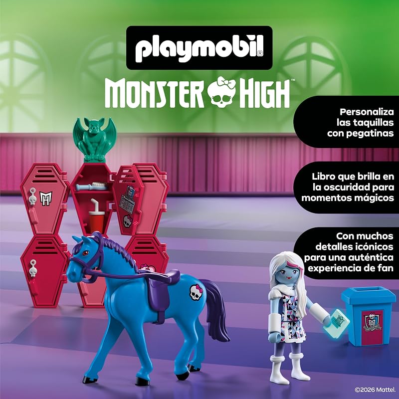 | Monster High™ | Abbey en Las taquillas | Escena de Pasillo Escolar con Abbey Bominable, Nightmare, Libro fosforescente y taquillas | para Fans a Partir de 5 años | 72146 — foto 3 de 5