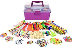 YITOHOP Arts Craft Supplies for Kids, 1000+ PCS Toddler DIY Craft Art Supply Set Include Pipe Cleaners, Pom Poms, Storage Box, 2026 Christmas Holiday Gift for 4-12 Years Old Boys and Girls