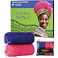 Loofah Sponge African Net Authentic - 2 Pieces Real African Exfoliating Sponge with Knots - African Net Wash Cloths for Body Scrubber Exfoliator Purple & Pink - Back Scrub for Shower Bath Accessories