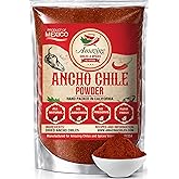 Ancho Chile Powder 4oz Ground Mild Dried Chili Pepper Mexican Spice | Smoky sweet ground poblano for mole, enchiladas, tacos, rubs &amp; marinades. All natural, no fillers. Resealable bag.