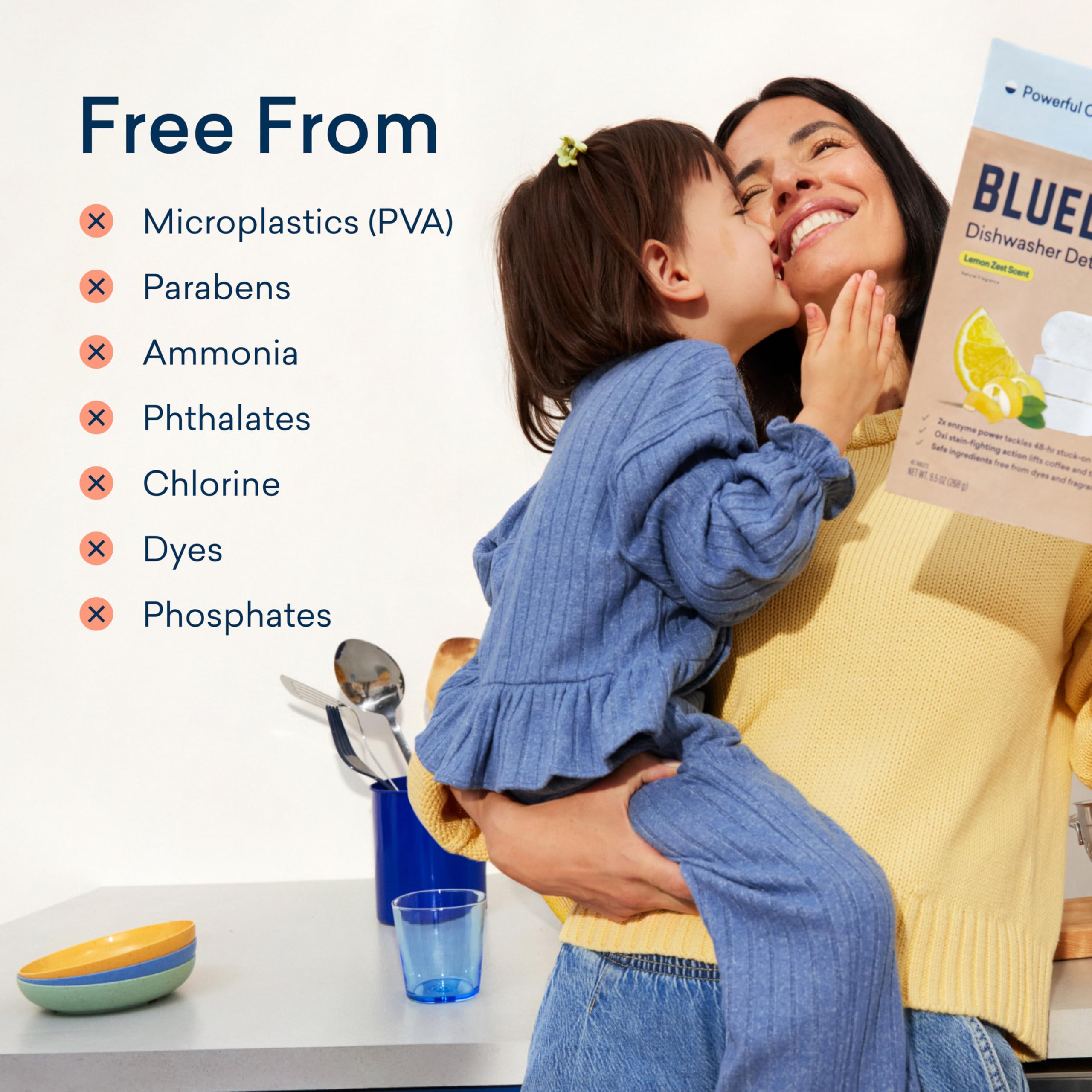 BLUELAND 100% Plastic-Free Dishwasher Detergent Tablets, Starter Set, 60 Count with tin, Lemon Zest, Eco-Friendly Dishwashing Pods, Natural, USDA Certified biobased