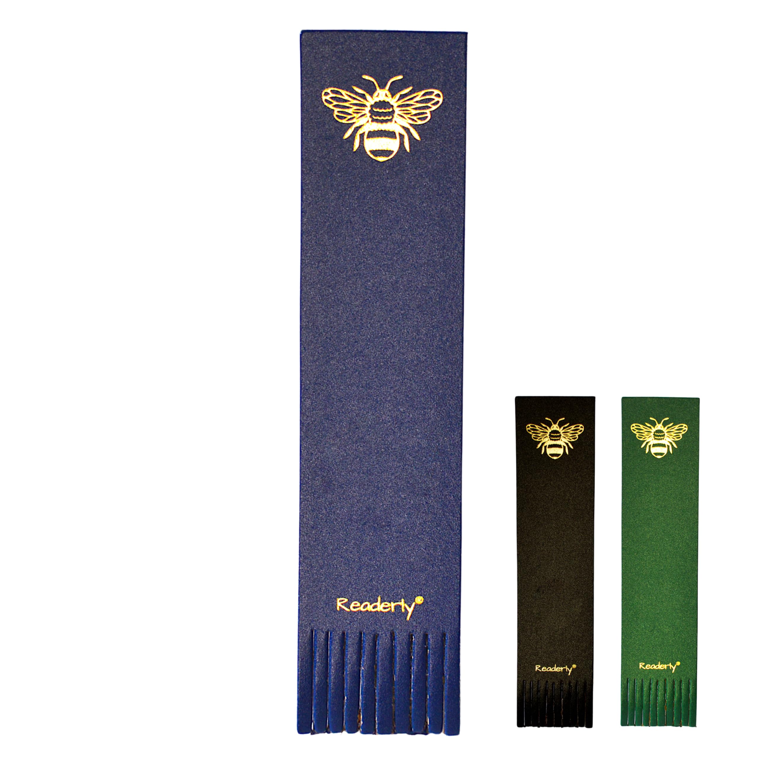 Readerly Leather Bookmark – Worker Bee with Gold Foil, Book Mark Gift for Readers (Royal Blue)