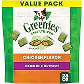 Greenies Smartbites Soft Dog Treats, Dog Immune Support Crunchy & Soft, Chicken Flavor, 28 oz. Pack