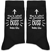 XZMBQ This Is What an Awesome Boss Looks Like Socks – Funny Office Gift for Boss Gifts for Birthday, Christmas, Boss’s Day, or Retirement.(183)