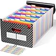 ABC life 26 Pockets Accordion File Organizer, Expanding File Folders, Portable Monthly Bill Receipt Organizer with Colorful A-Z Tabs, Desktop Folders Letter A4 Paper Document Storage for Home Office