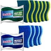 DEXTELLO Scrub Pack &ndash; 10 Kitchen Sponges Set (6 Heavy Duty + 4 Non-Scratch) &ndash; Long-Lasting, Dual-Sided for Dishes, Bathroom &amp; Household Cleaning