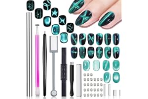 WOKOTO 38Pcs Nail Art Cat Eye Magnet For Nails Gel Polish Magnets Pens For Cat Eye Nail Art Tools Gradient Ombre Design Mini Cube Blocks Cylinder Nail Magnet Magnetic Sticks Tools For Women Nails