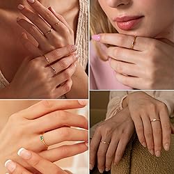 RLMOON Gold Birthstone Rings for Women Non Tarnish