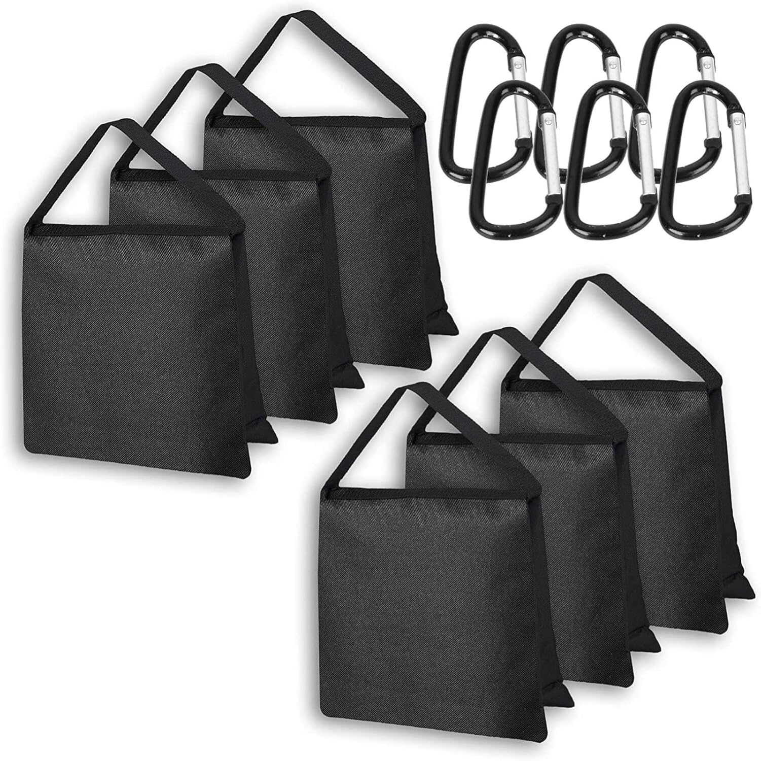 EMART 6 Pack Heavy Duty Sandbags - Weight Bag Heavy Duty Saddlebags Sand Bag for Photography, Backdrop Stand, Light Stand, Tripod, Photo Video Studio, Canopy, Patio, Tent - Black