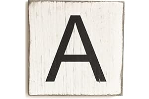 Stiles Letter Tiles, Wall Decor, Wooden Crossword Letters for Living Room, Dining Room, Kitchen, or Bedroom, Family Signs for Home 3.5 Inch, Rustic, Letter A