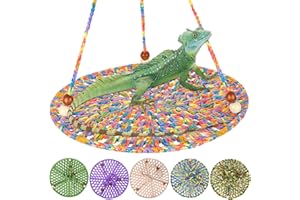 Kavoc Reptile Hammock Swing Hanging Bed, Lizard Bearded Dragon Hammock, Reptile Summer Bed, Small Pet Habitat Shelter, Cage Accessories for Bearded Dragon Leopard Gecko Lizard Birds (Colorful Orange)