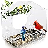 Wild Birds of Joy Bird House Window Bird Feeder with 4 Super Strong Suction Cups & Locking, Sliding Seed Tray, Extra Large, C