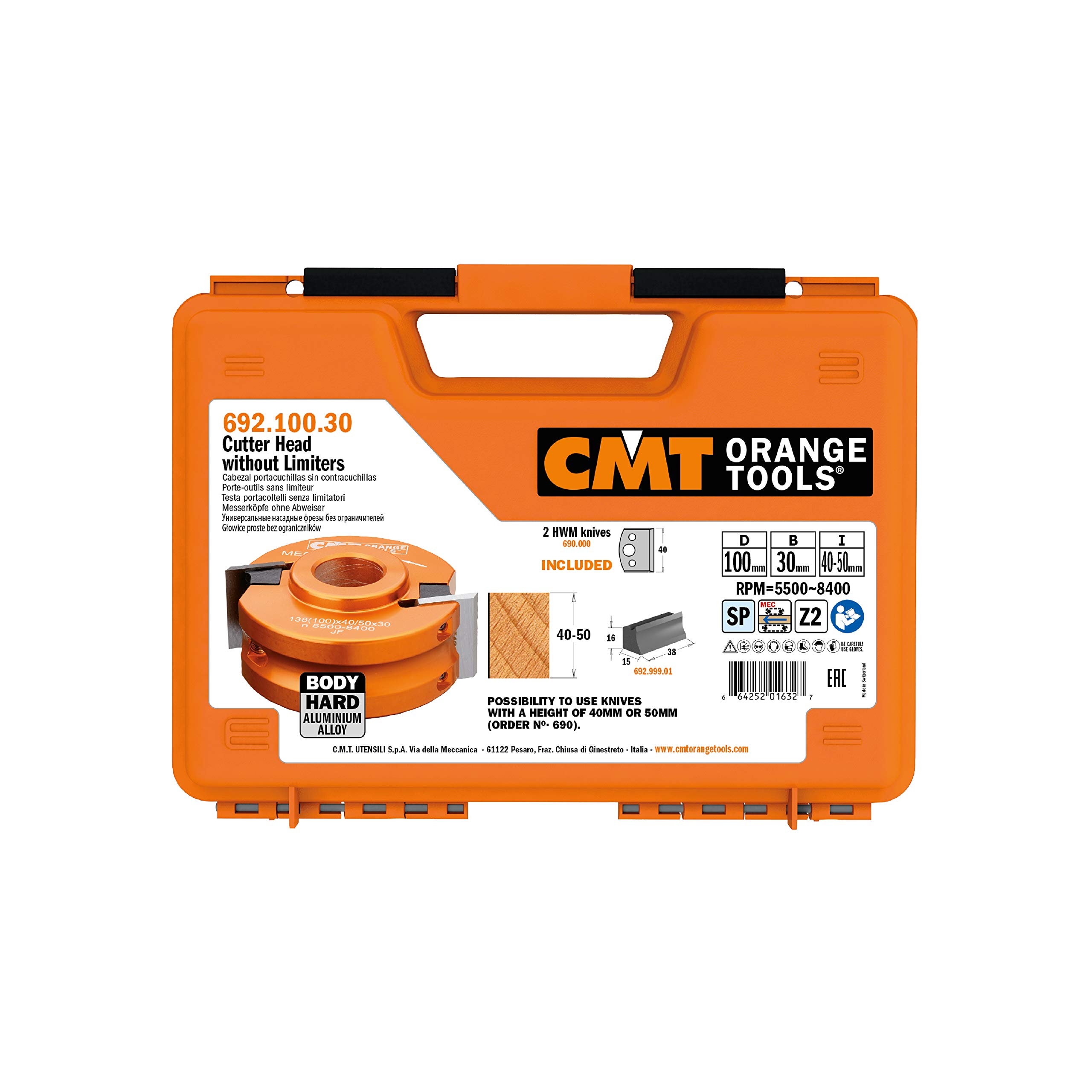 CMT 692.100.30 - Cutter Head W/Out Limitors D=100X40X30 (Alu)