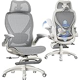 ELABEST X100 Ergonomic Office Chair with Footrest, Big and Tall Home Desk Chair with 5D Flip-Up Arms, Adjustable 3D Lumbar Support,High Back Rolling Computer Chair, Swivel Mesh Chairs (Frosted Dawn)