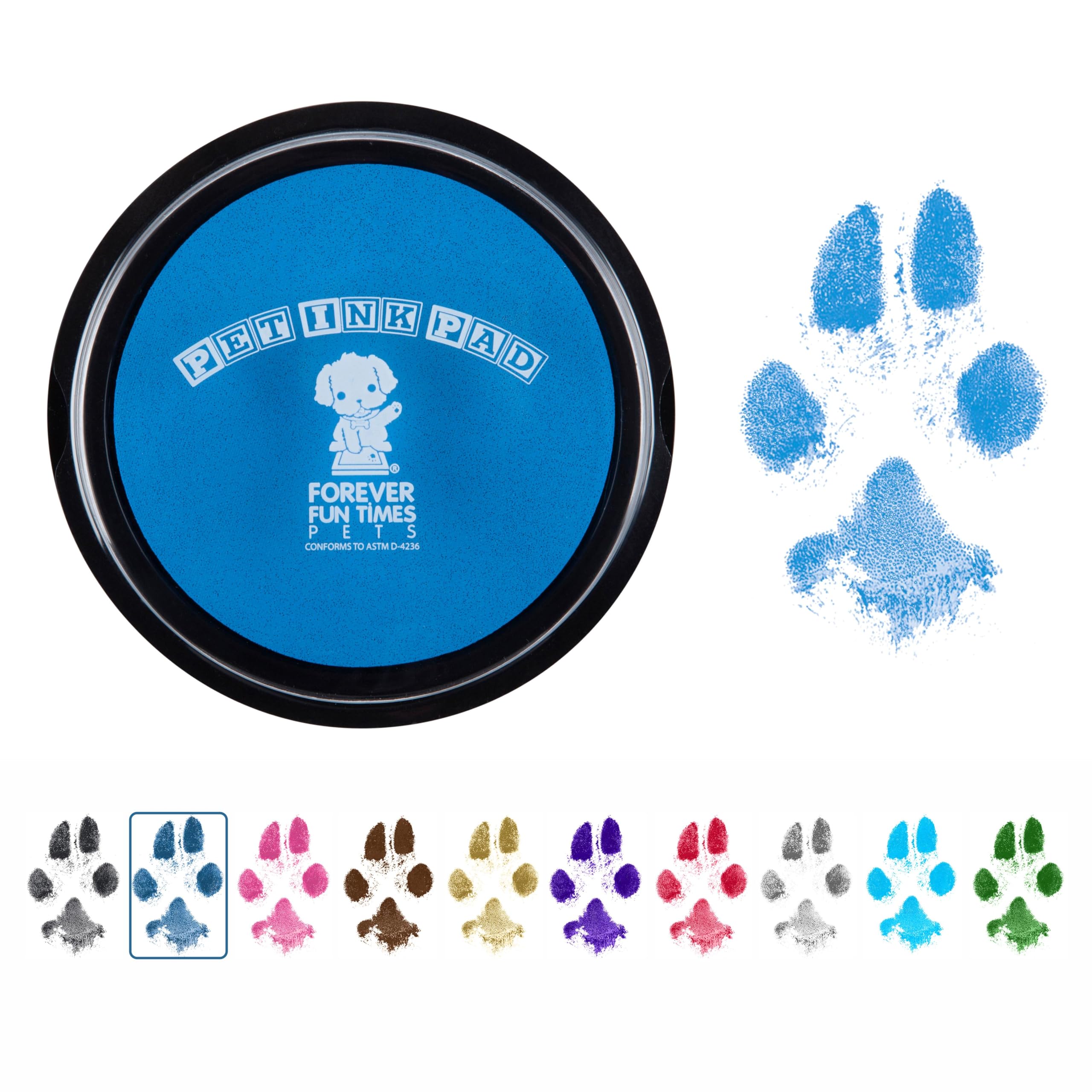 Forever Fun Times Easy-Clean Pet Paw Print Kit | Get Hundreds of Prints from One Low-Cost Paw Print Kit | 100% Safe and Pet-Friendly | No-Mess Paw Print Pad with a Choice of THREE (Big Blue)