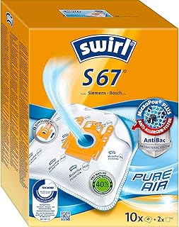 Swirl S 67 MicroPor Plus Staubsaugerbeutel für Siemens und Bosch Staubsauger| Anti-Allergen-Filter | Dauerhaft hohe Saugleistung | 10 Stück inkl. 2 Filter