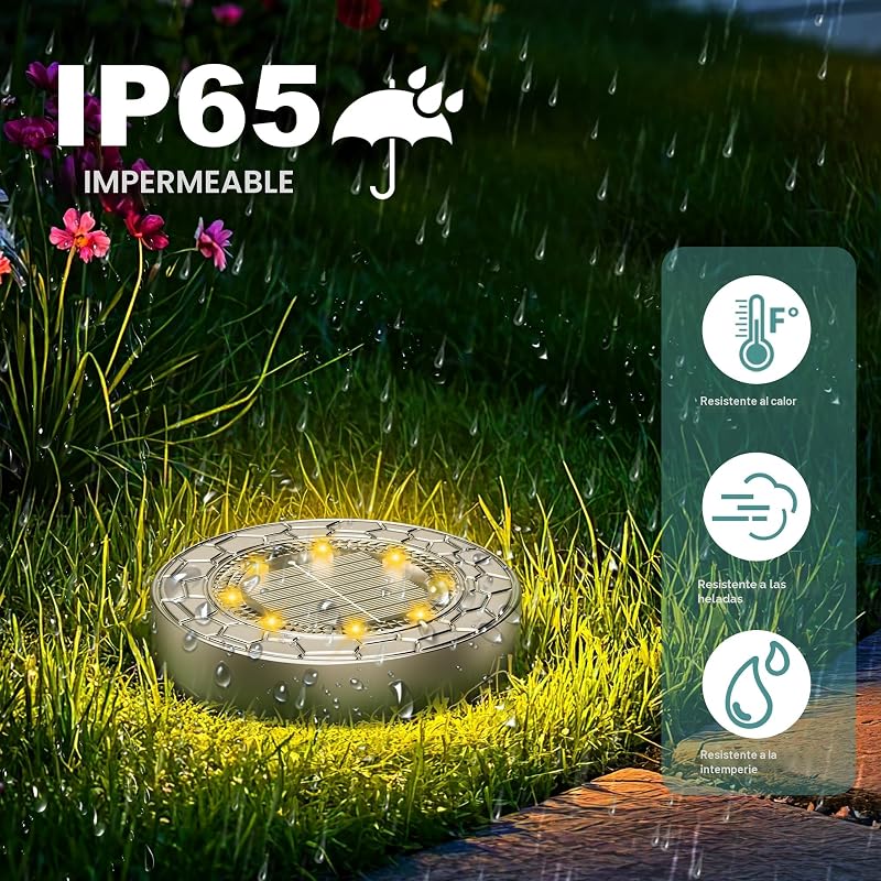 10 Peças Luzes Solares LED para Jardim Exterior, 8 Luzes Solares LED