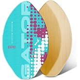 BPS 'Gator' Wooden Skimboard for Beach - Kids &amp; Adults, No Wax Needed | 7-ply poplar, waterproof coated, full EVA grip pad, nose rocker, sized 30-40in to 180lbs, 12-month Right Choice Promise