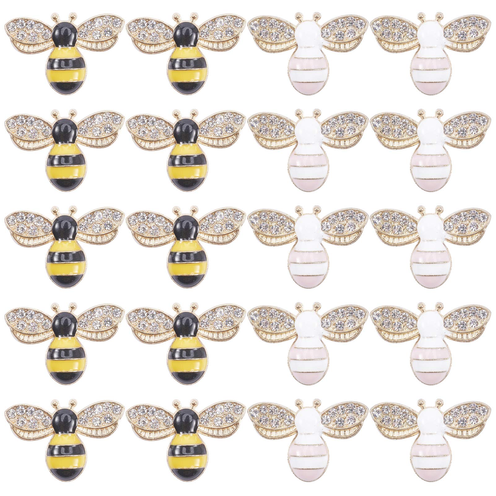 SUNNYCLUE 1 Box 2 Colors Bee Cabochons Animal Charms Rhinestone Enamel Flatback Cabochon Bee Embellishments Crafting for DIY Handmade Phone Decor Scrapbooks Costume Accessories Ornaments