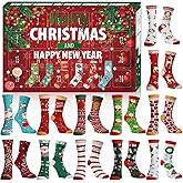 Christmas Advent Calendar 2025-24 Days Christmas Countdown Calendar | 12 Pairs Christmas Countdown Calendar Sock for Men Women Adults Kids, Holiday Surprise Gifts Themed Sock, Family Fun Activity