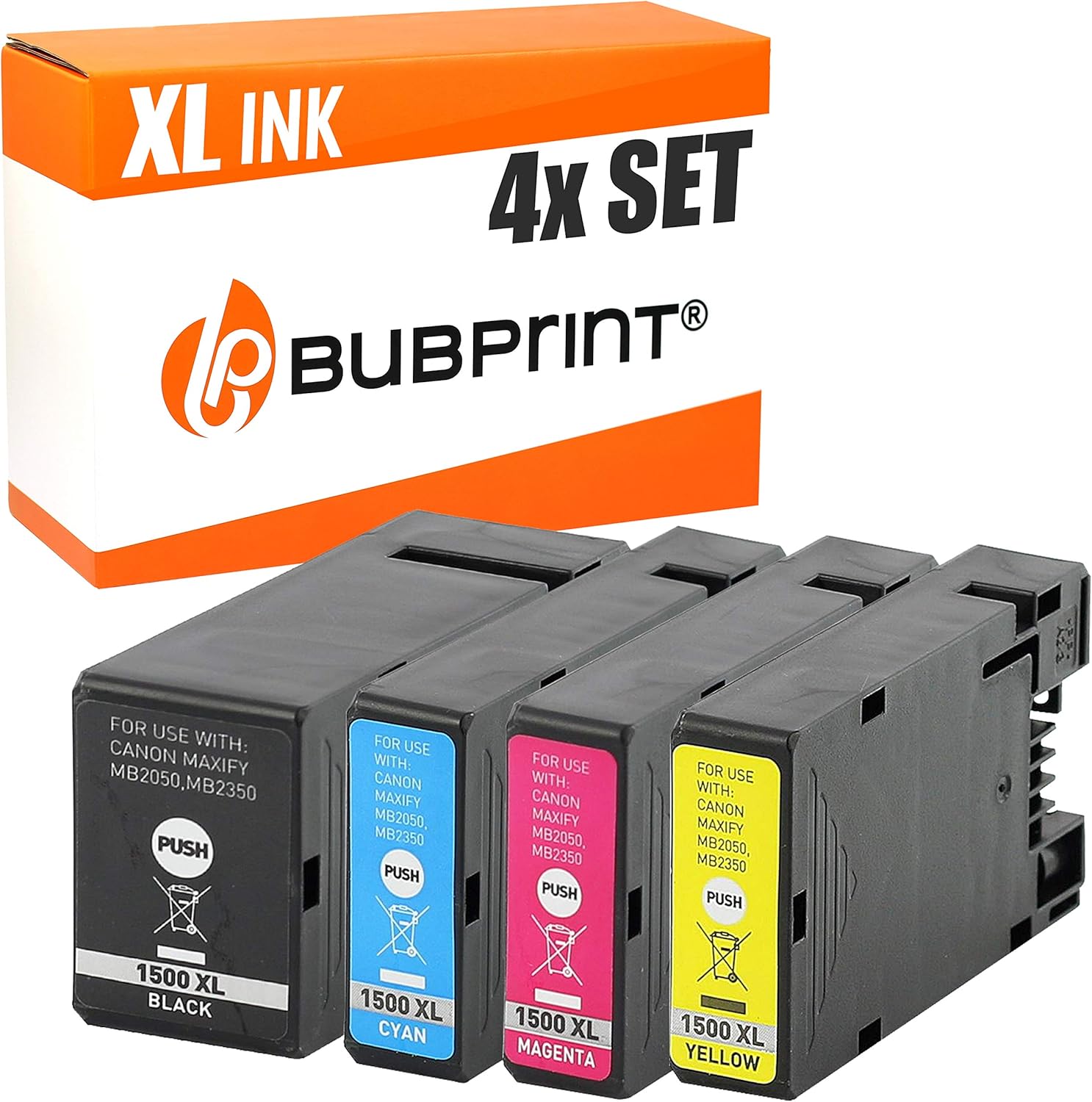 Cartouches D'encre Compatibles Canon PGI-1500XL - Multipack 4 Couleurs (noir, Cyan, Magenta, Jaune) Pour MAXIFY MB2750 MB2150 Etc.