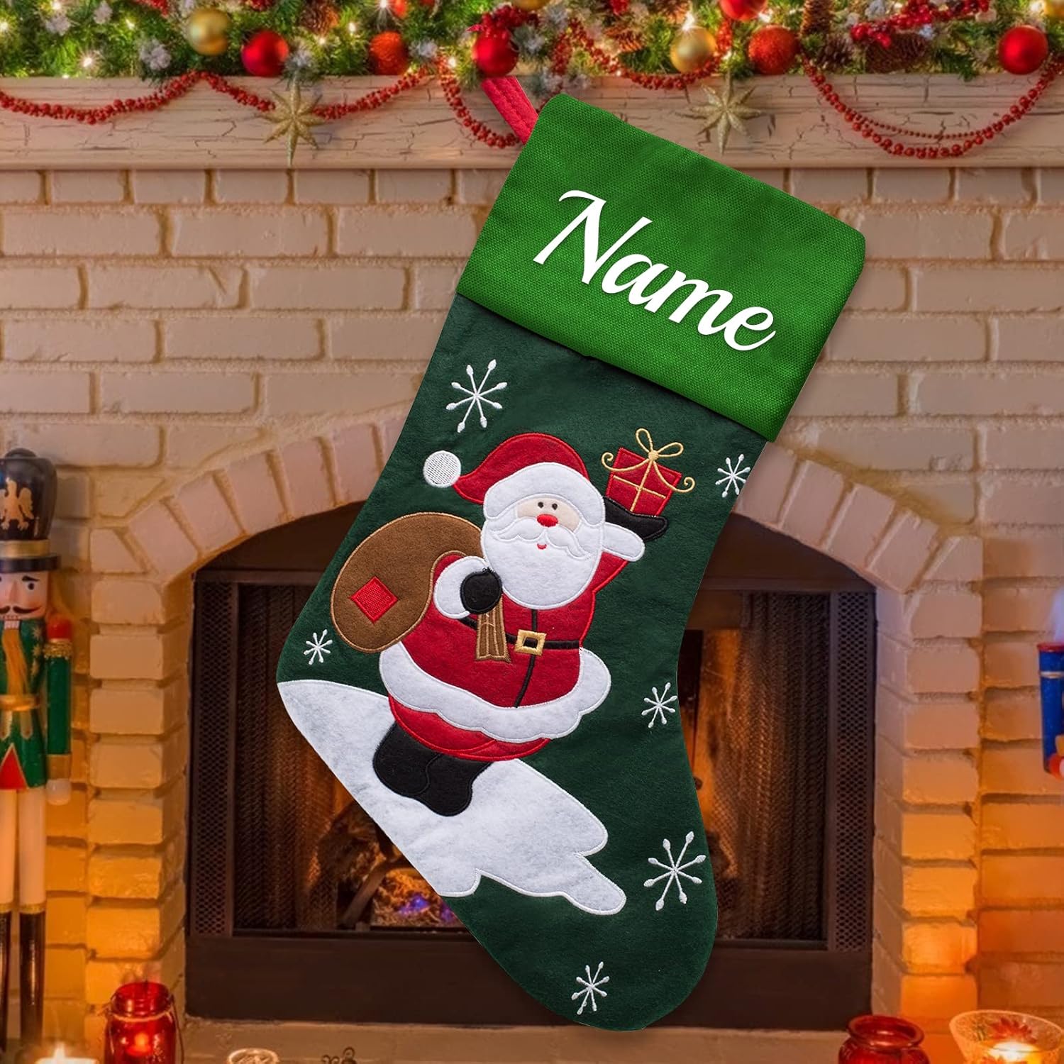 Stockings & Holders - VPkiirai Personalized Christmas Stockings Set of 1 Custom Christmas Stockings with Name Family Ornament for Xmas Holiday Decoration