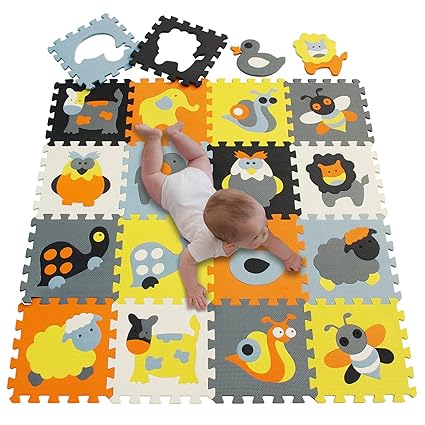 meiqicool Puzzlematte Tiere Puzzleteppich Baby Puzzlematte Schadstofffrei Bodenpuzzle Schaumstoff Puzzlematte Schadstofffrei 