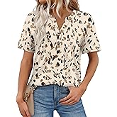 Womens Short Sleeve Tops Dressy Casual V Neck Oversized Summer Trendy Shirts Business Work Blouses