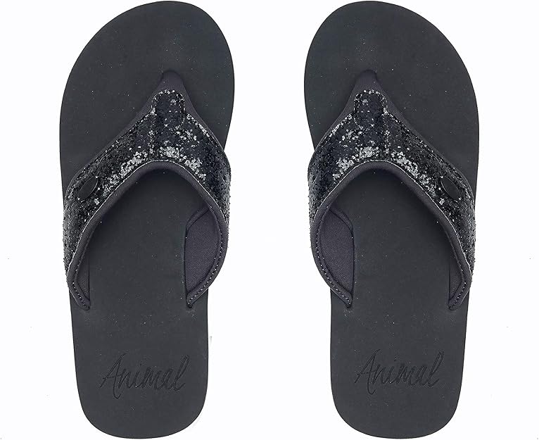 animal swish flip flops black