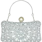 MAIRLOM Rhinestone Clutch Purses for Women Evening Wedding Formal - Pearl Clasp Handbag Crystal Gemstone Bag for Party Prom