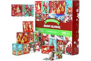 LISTEADIO Advent Calendar 2024 for Christmas Puzzle for Adults 1000 Pieces，24 Boxes Christmas Countdown Calendar 24 Days Jigsaw Puzzles，Funny Holiday Puzzles for Kids as Christmas Decor (Christmas-2)