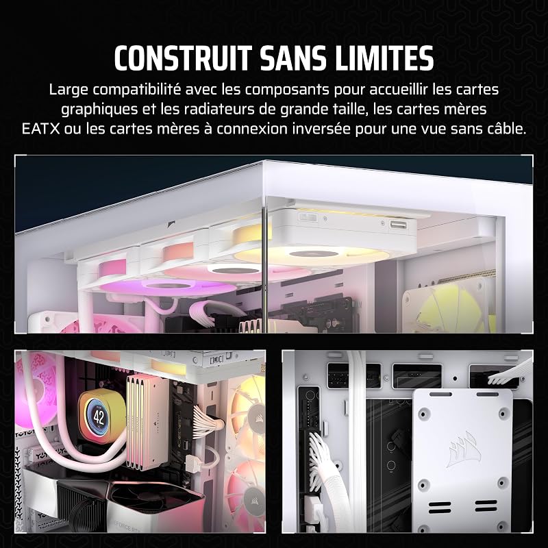 3500X Boîtier PC ATX Mid-Tower – Verre Trempé Panoramique - Connexion Inversée Compatible avec La Carte Mère – Pas de Ventilateurs Inclus – Blanc